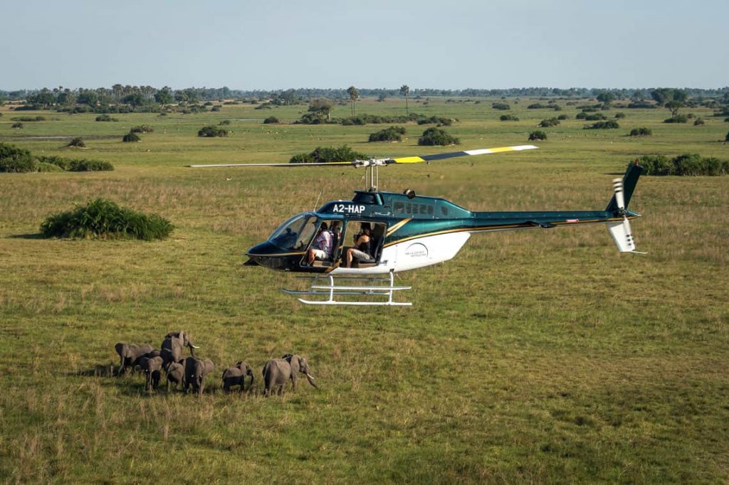 helicopter flight over okavango